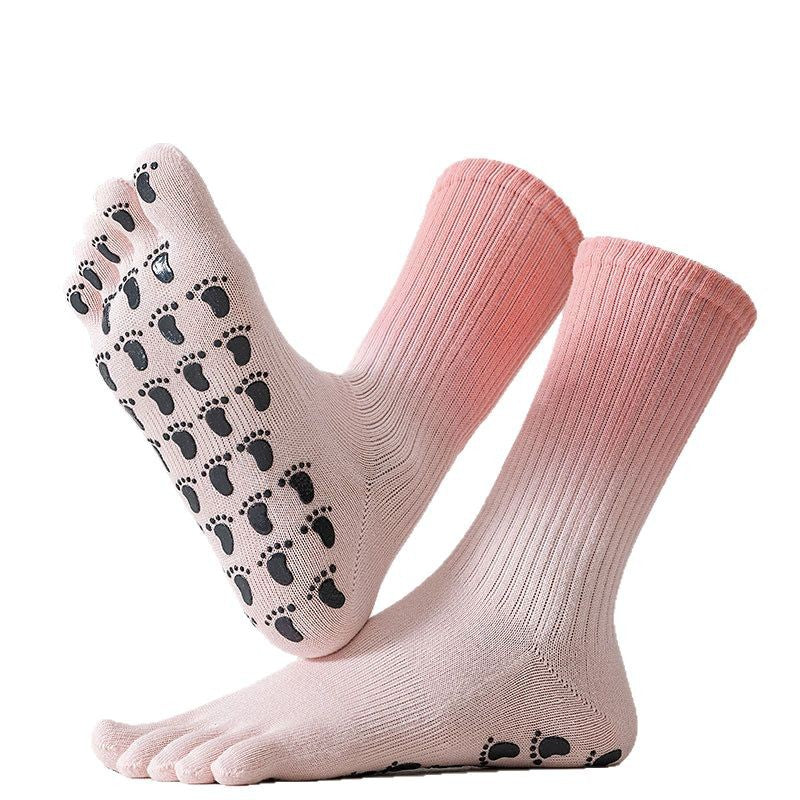 ZoraSocks Gradient Mid-Calf Five-Toe Pilates Grip Socks
