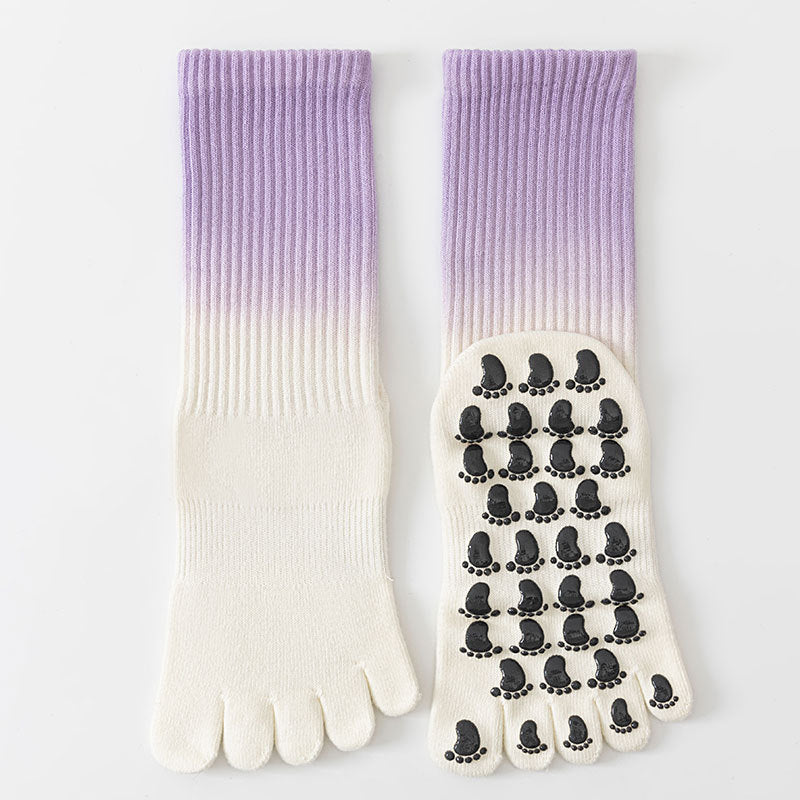 ZoraSocks Gradient Mid-Calf Five-Toe Pilates Grip Socks