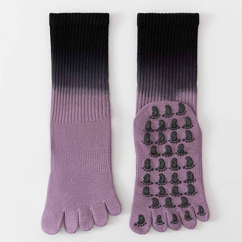 ZoraSocks Gradient Mid-Calf Five-Toe Pilates Grip Socks