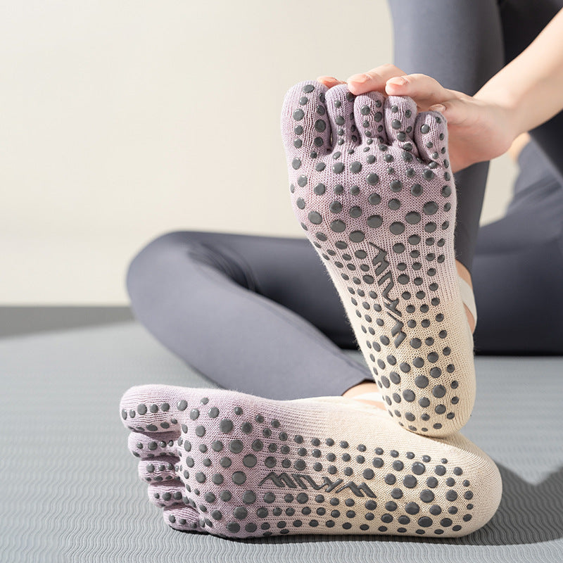 ZoraSocks Gradient Cross-Strap Five-Toe Pilates Grip Socks