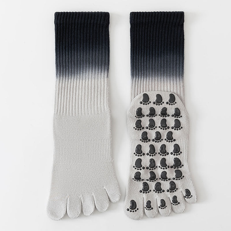 ZoraSocks Gradient Mid-Calf Five-Toe Pilates Grip Socks