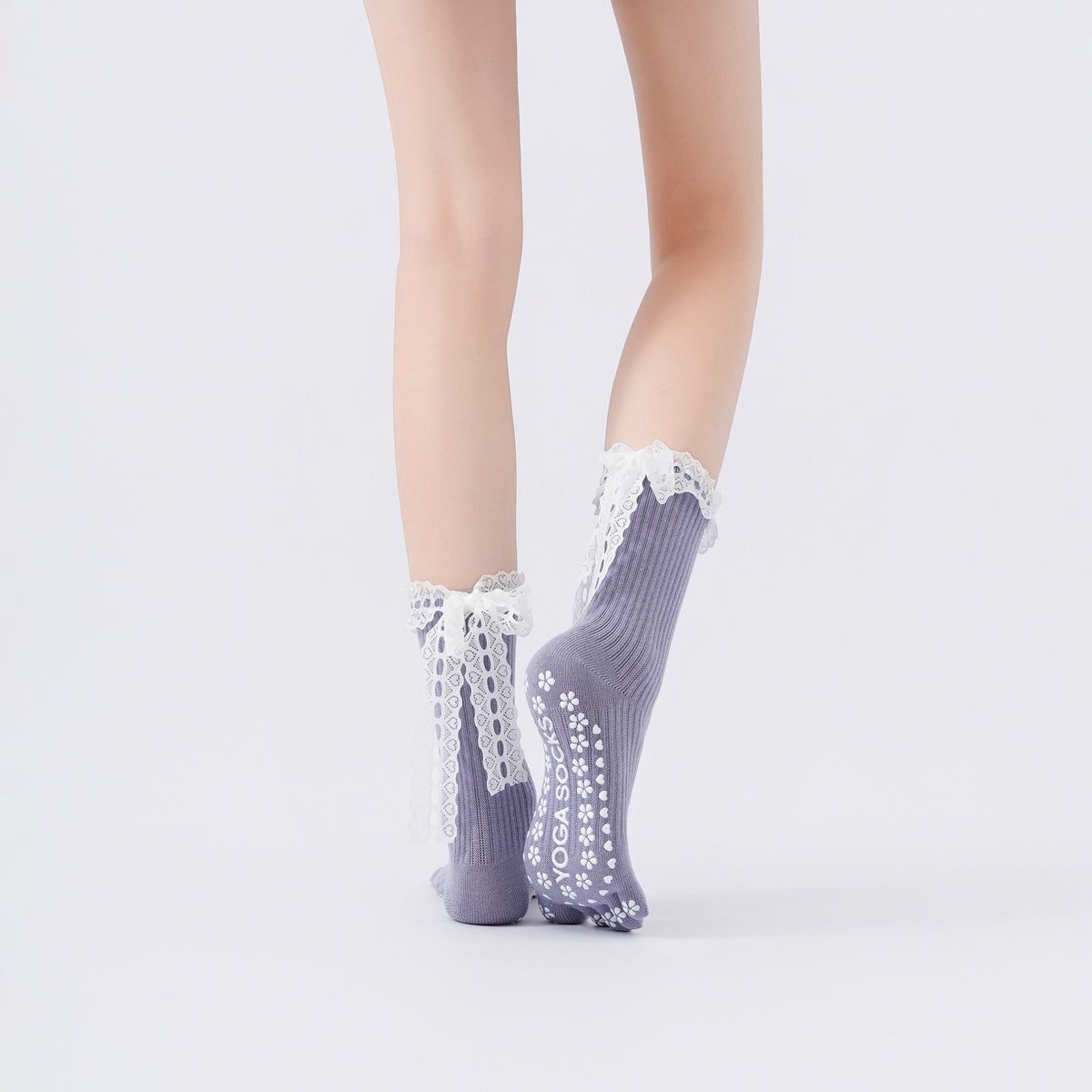 ZoraSocks Lace Trim Five-Toe Pilates Grip Socks