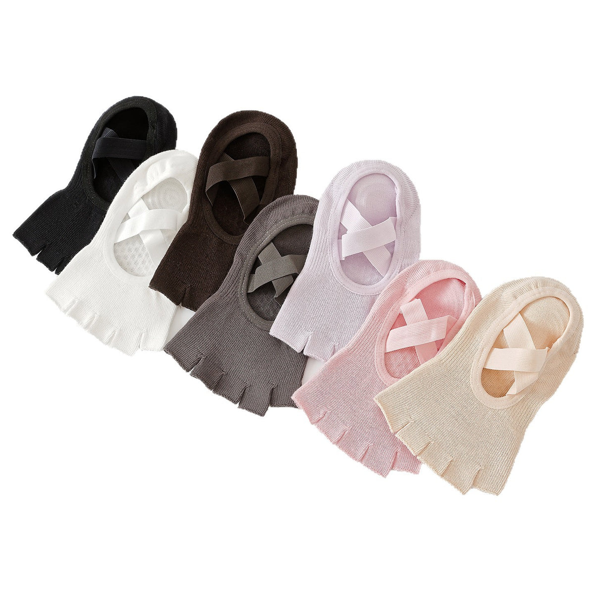 ZoraSocks Cross-Strap Half-Toe Pilates Grip Socks