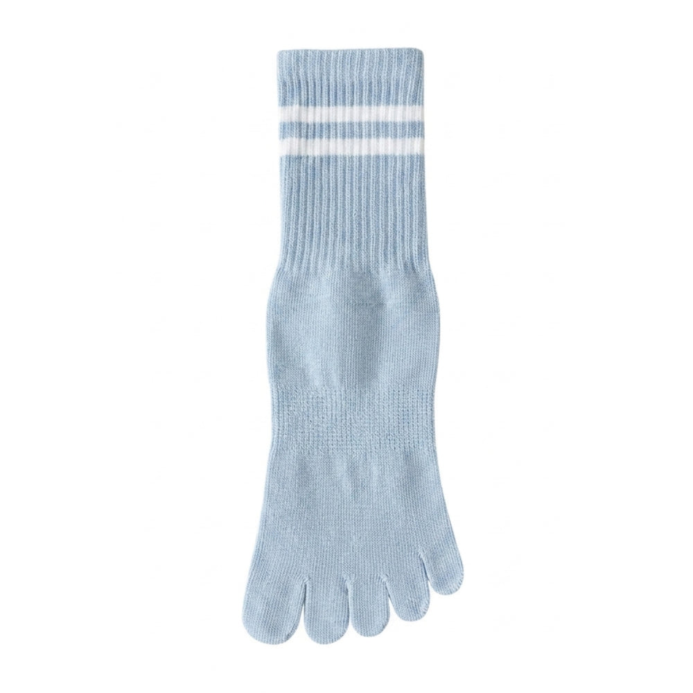 ZoraSocks Pro Striped-Cuff Five-Toe Pilates Grip Socks