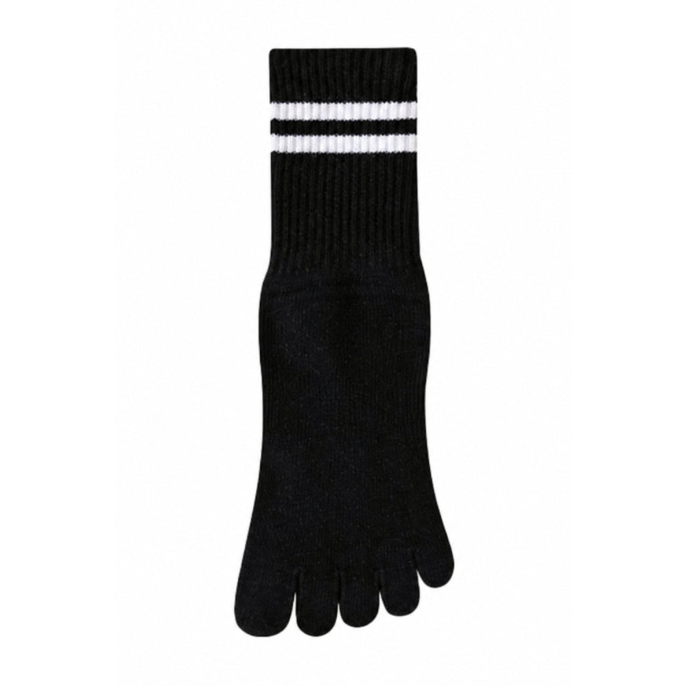 ZoraSocks Pro Striped-Cuff Five-Toe Pilates Grip Socks