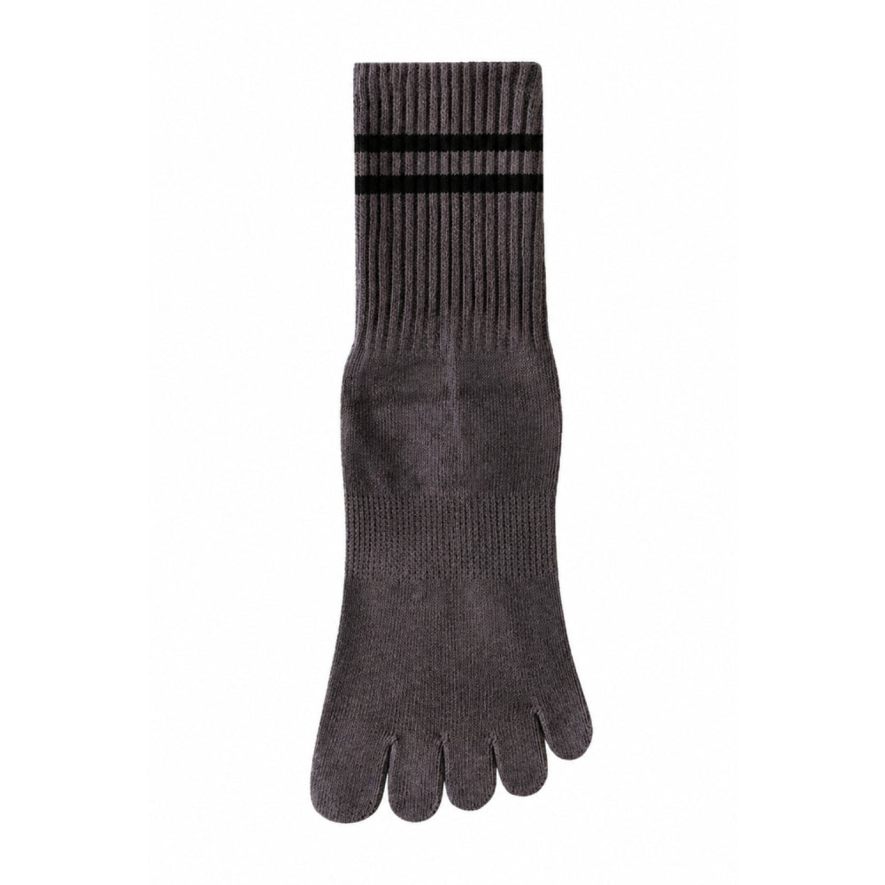 ZoraSocks Pro Striped-Cuff Five-Toe Pilates Grip Socks