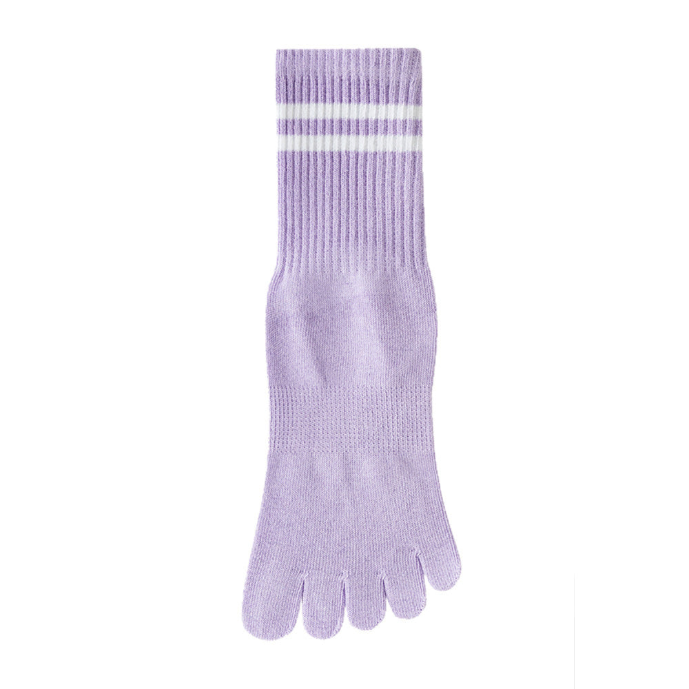 ZoraSocks Pro Striped-Cuff Five-Toe Pilates Grip Socks