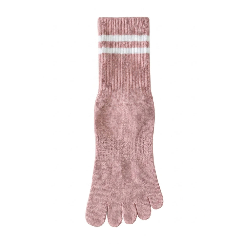ZoraSocks Pro Striped-Cuff Five-Toe Pilates Grip Socks
