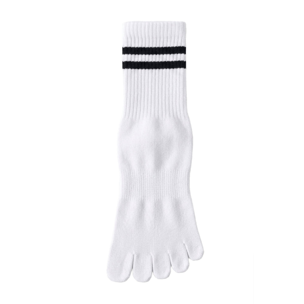 ZoraSocks Pro Striped-Cuff Five-Toe Pilates Grip Socks
